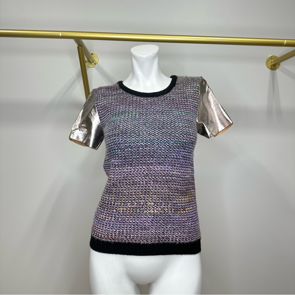 Gianni Bini Short Sleeve Knitted Confetti Top